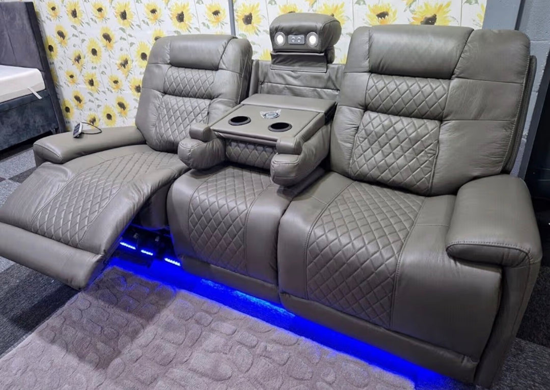 Electric Recliner Sofa 3+2 Seater Set with LED & USB Ports