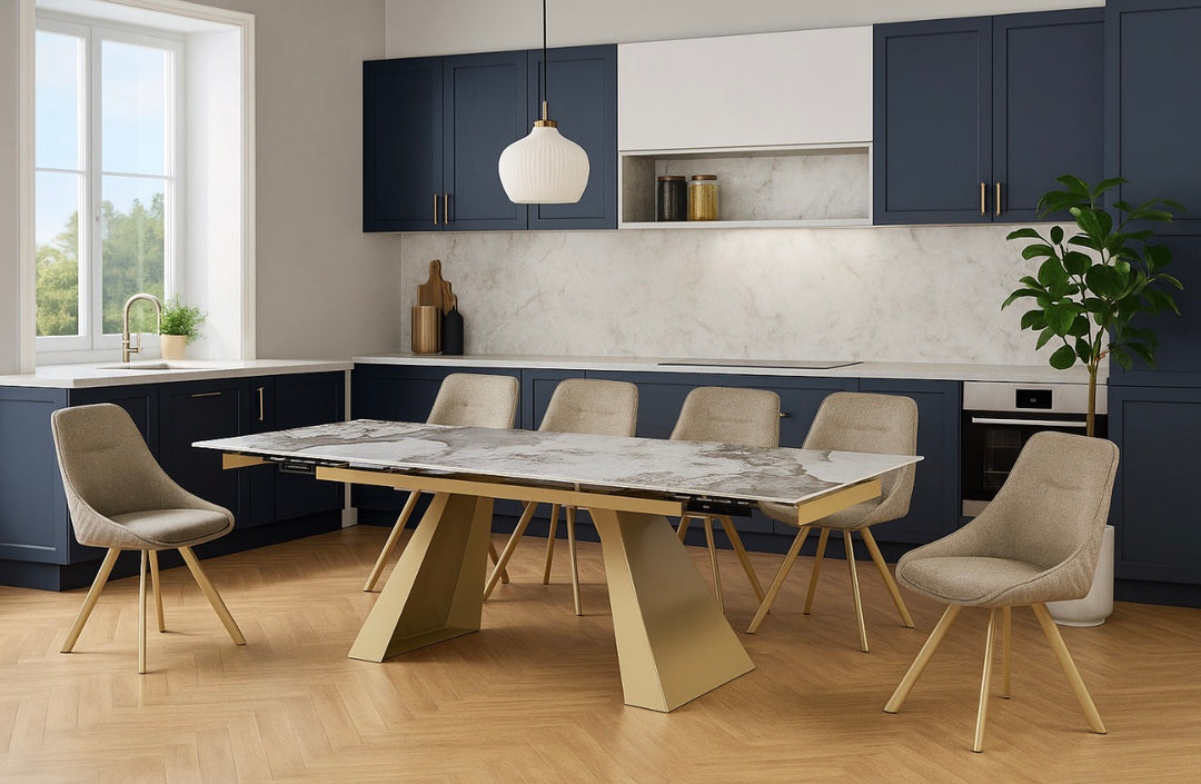 Zafran Pandora Gold Extending Dining Table | 160cm -240cm
