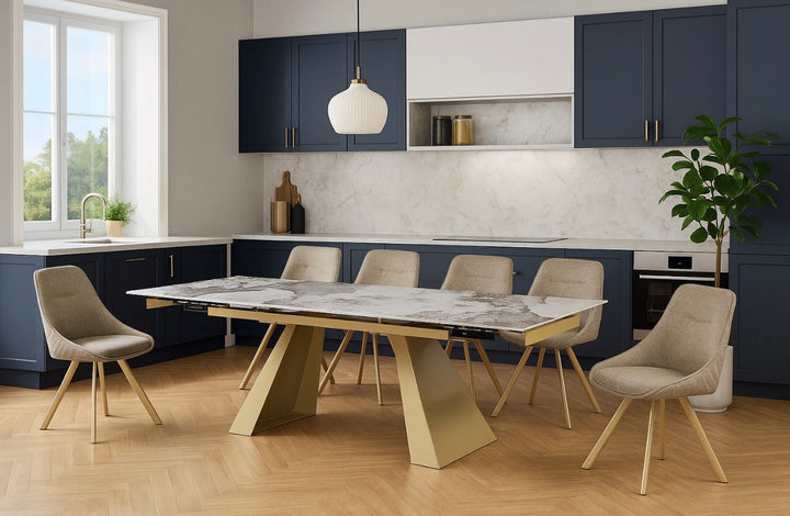 Zafran Pandora Gold Extending Dining Table | 160cm -240cm