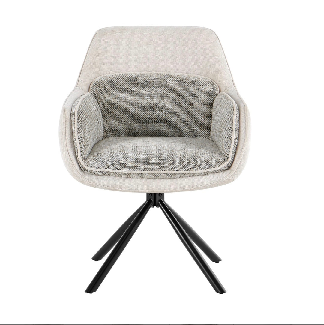 Marino Pandora Beige Extendable Dining Table 160-240cm with Florence 360° Beige Swivel Chairs | UK Home Furniture