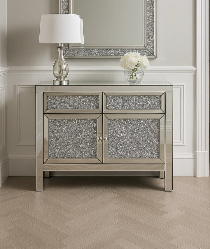 Crushed Diamond Mirrored Sideboard