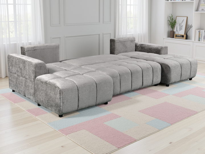 Shanghai Luxury Grey U Shape Corner Sofabed