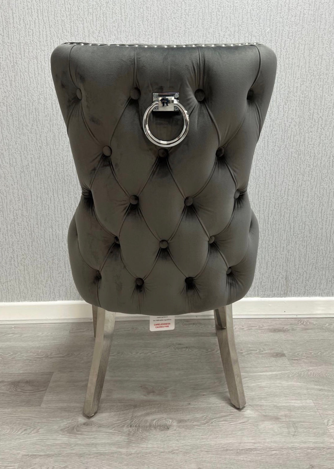 Dark Grey Velvet Dining Chairs 
Dark Grey Ring knocker Chair 
Ring Knocker chair 
Luxury Dining Chairs 