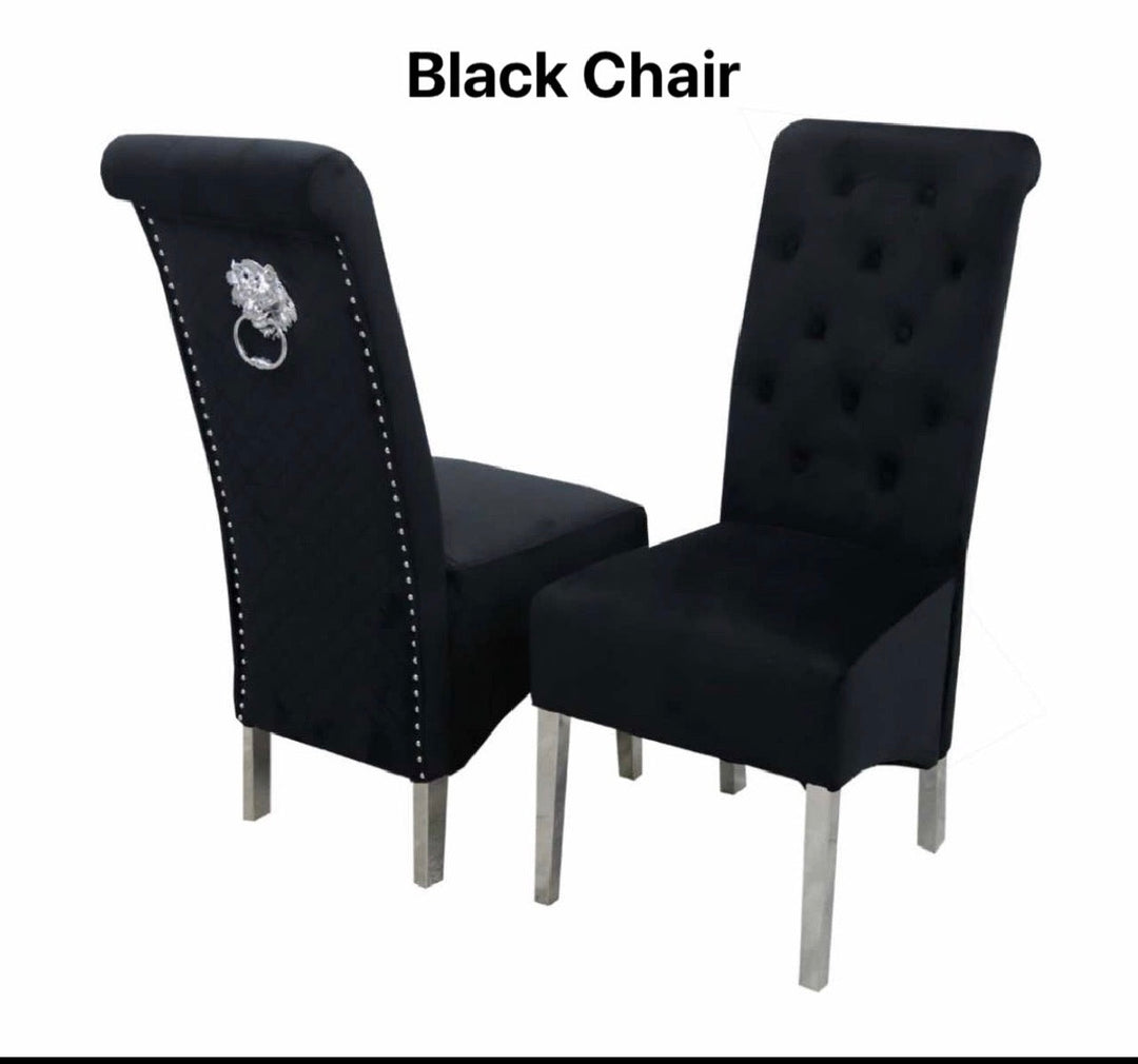 Black Lion knocker velvet Black Dining Chairs 