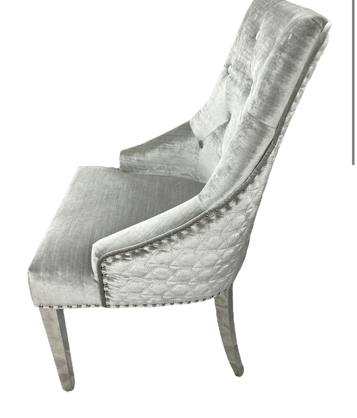 Majestic Light Grey - Silver lion Knocker Chair