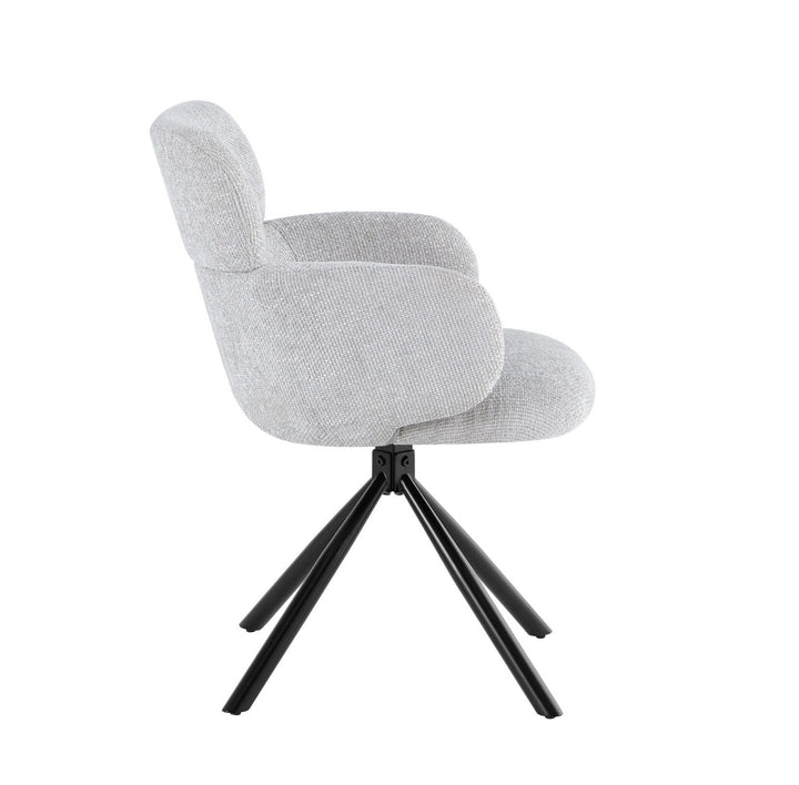 Alasgar Marble Dining Table 160cm White & Cream Pedestal Table with Tuscany Grey 360 Swivel Chair Velvet Swivel Chairs Dining Set