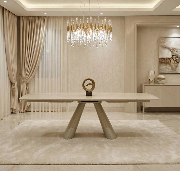 Gstaad Beige Extendable Stone Dining Table 160–240cm