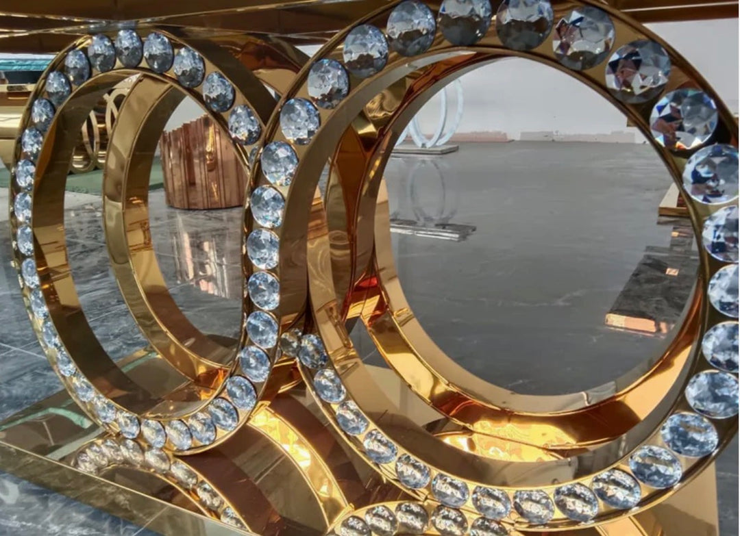 Crystal Console Table White & Gold