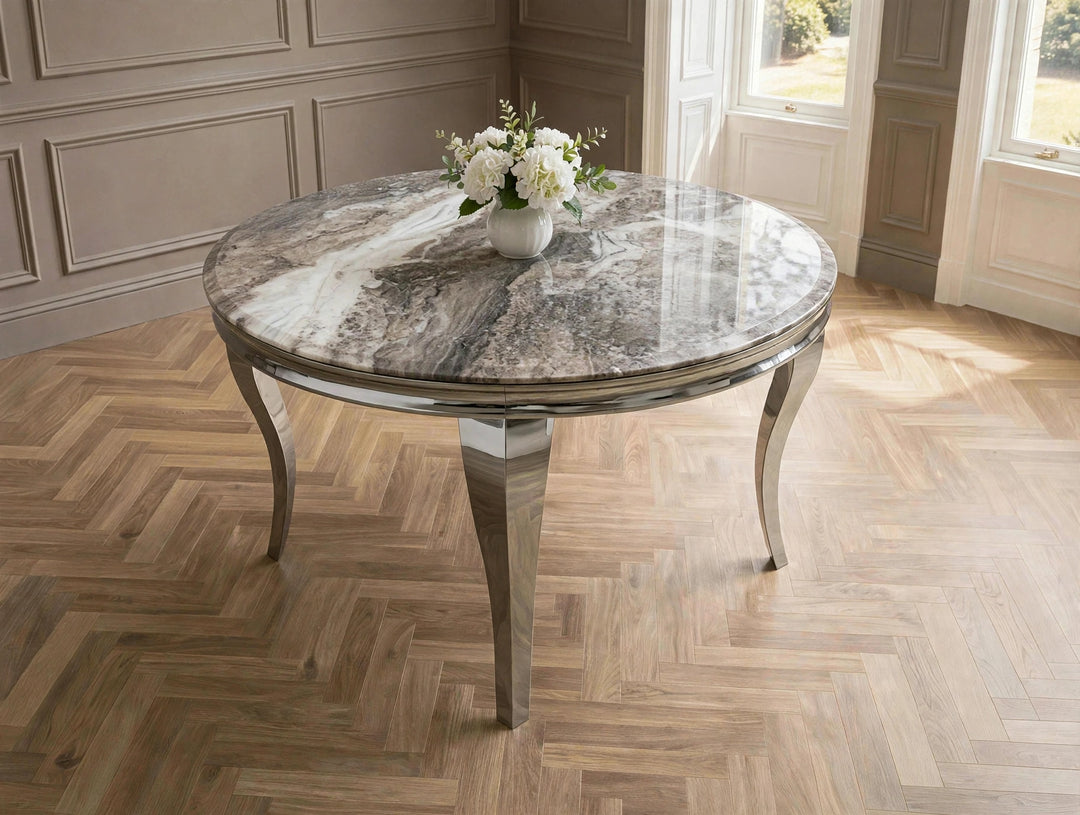 130cm Round Dining Table Light Grey– Modern Dining Table