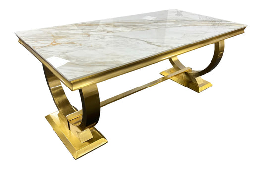Arianna Black And Gold Marble Dining Table With Black And Gold Bentley Lion knocker Chaird