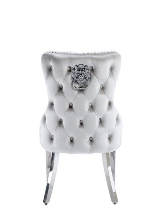 Victoria Dining Chair Light Grey Lion Knocker
