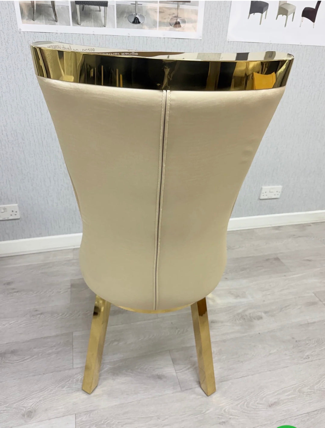 Louise Cream & Gold Marble Dining Table with Roxby Cream & Gold Dining Chairs
