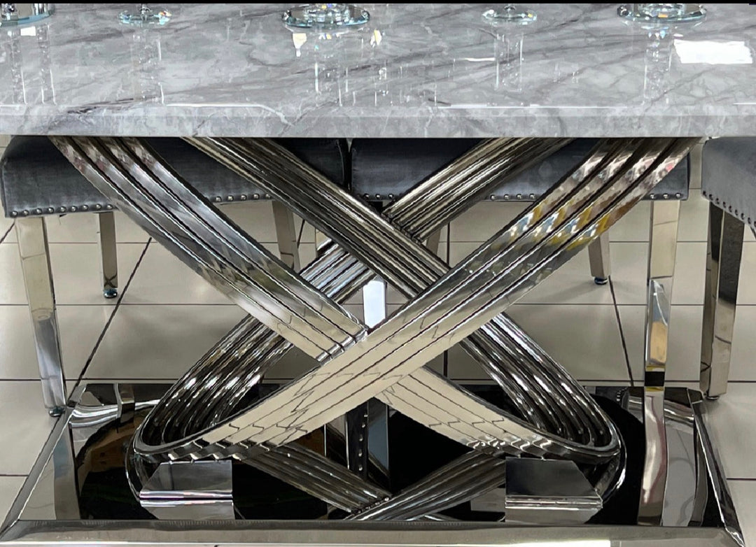 160cm Rose Grey Marble Dining Table