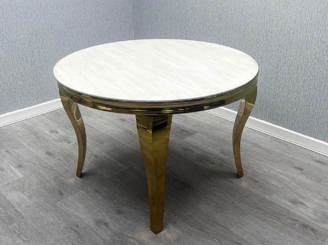 Round table cream marble top with gold legs