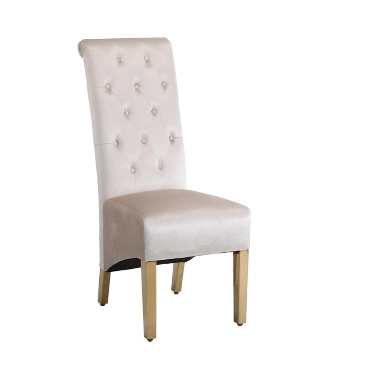 Rose Marble Dining Table Cream And Gold + Sofia Cream And Gold Dining Chairs