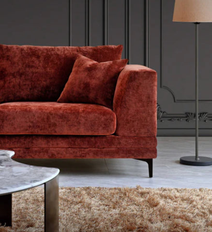 Lenox Sofa Range in Rust Velvet 3+2