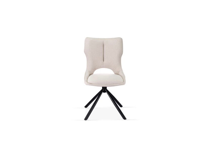 Marino Pandora Beige Extendable Dining Table 160-240cm with Roseland Beige Velvet 360° Swivel Chairs