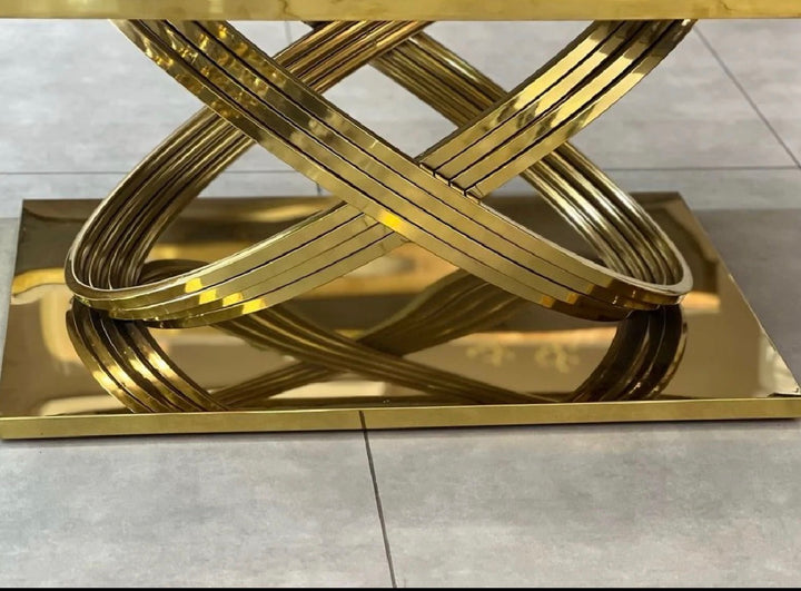 Rose Cream and Gold Coffee Table – Luxury Modern Design