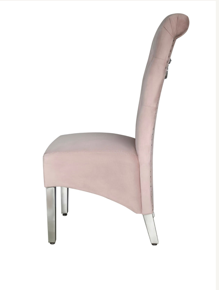 Pair Of 2 Sofia Pink Dining Chair Lion Knocker Chair