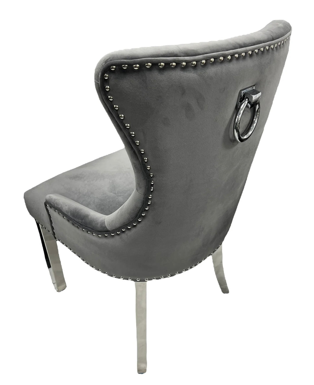 1.3M Chealse Round Marble Dining Set With Jessica Chairs Ring Knocker