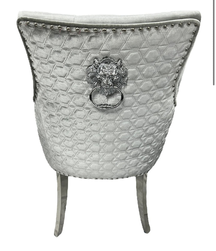 Pair of 2 Majestic Dining Chairs Silver Light Grey