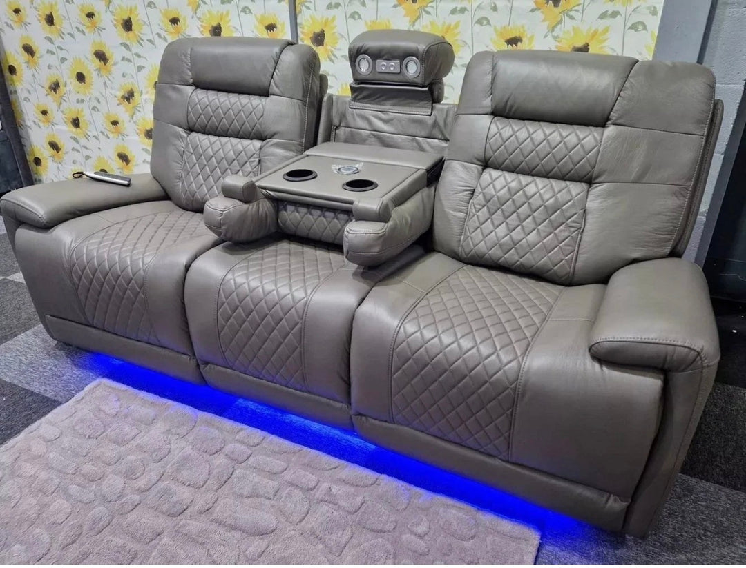 Grey electric Recliner Sofa - cup holder - Wireless charges - USB Port 