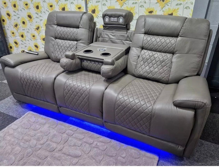 Grey electric Recliner Sofa - cup holder - Wireless charges - USB Port 