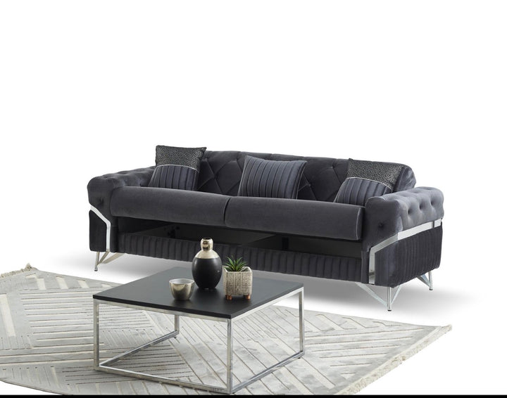 Marbela Dark Grey Turkish Sofa Bed Set – 3 Seater & 2 Seater – UK Living Room Furniture