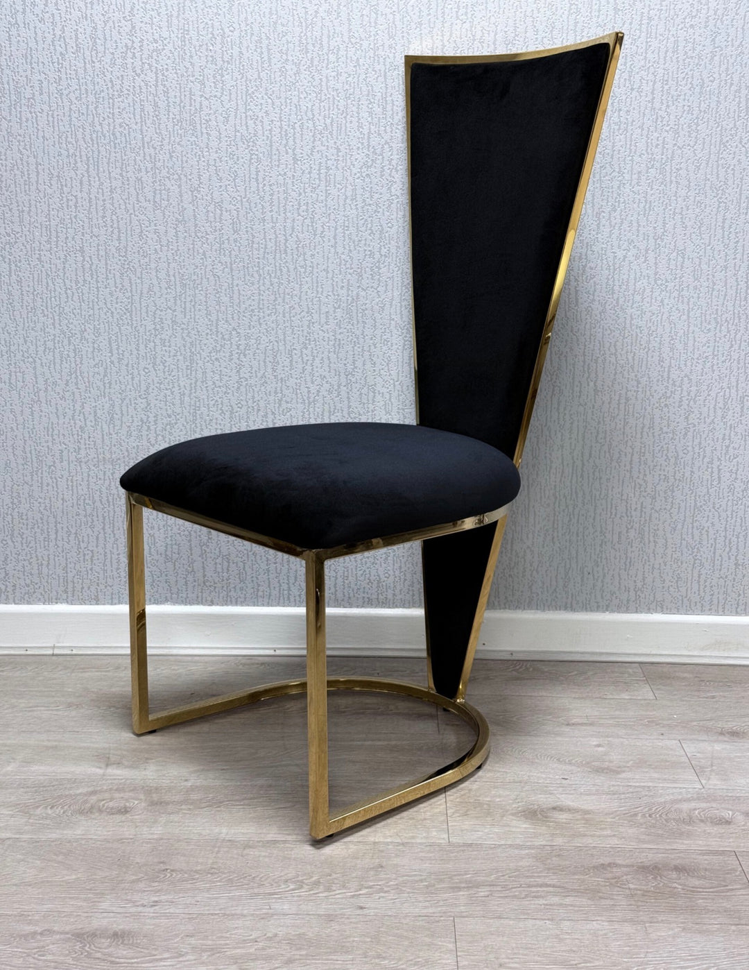 180cm Crystal Black & Gold Dining Table, Rose Black & Gold Chairs, Gold Dining Set UK