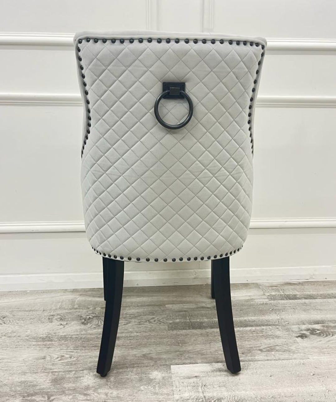 Pair Of Bentley Light Grey Dining Chair Black Leg