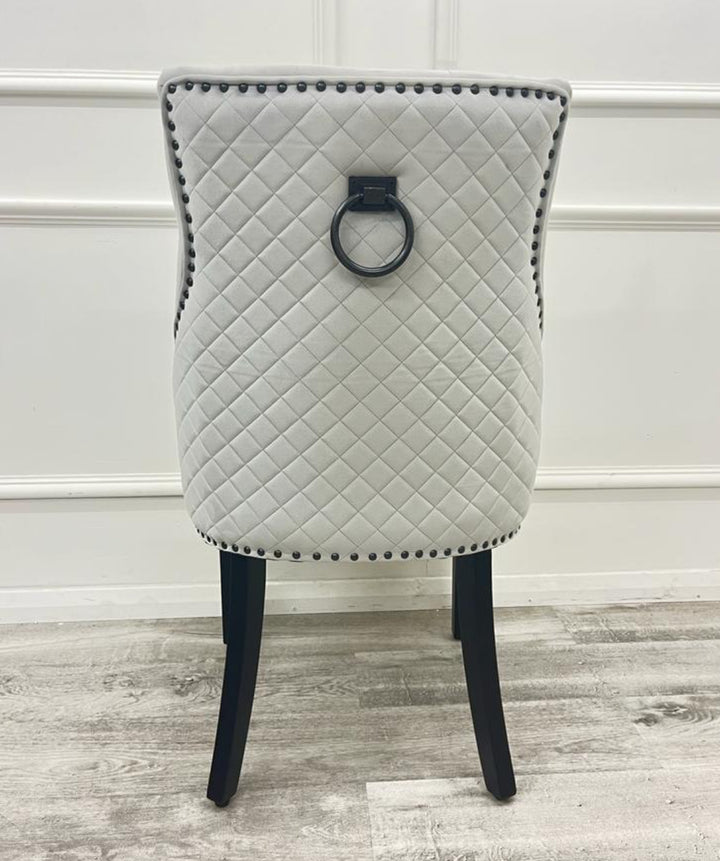 Pair Of Bentley Light Grey Dining Chair Black Leg