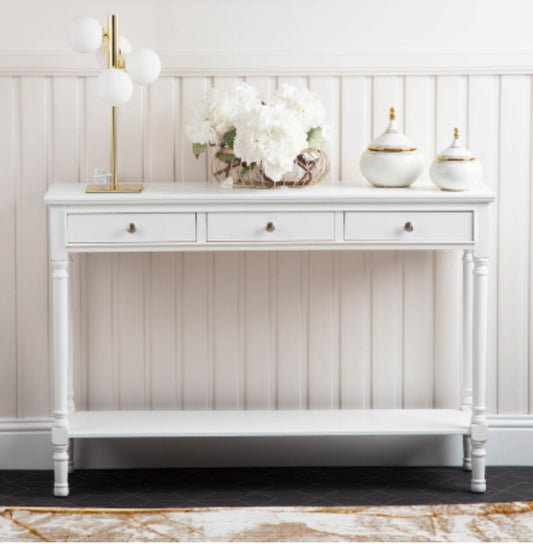 Delta Large 3 Drawer Console Table White - Ball Handle