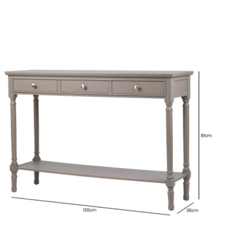 Delta Large 3 Drawer Console Table Taupe - Ball Handle