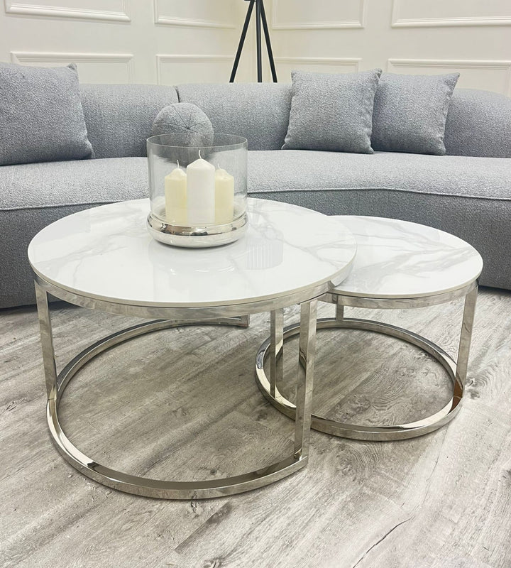 Round Coffee Table + Polar White Sintered Stone Tops
