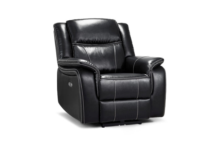 Galaxy Tech Electric Recliner Armchair Black Leather