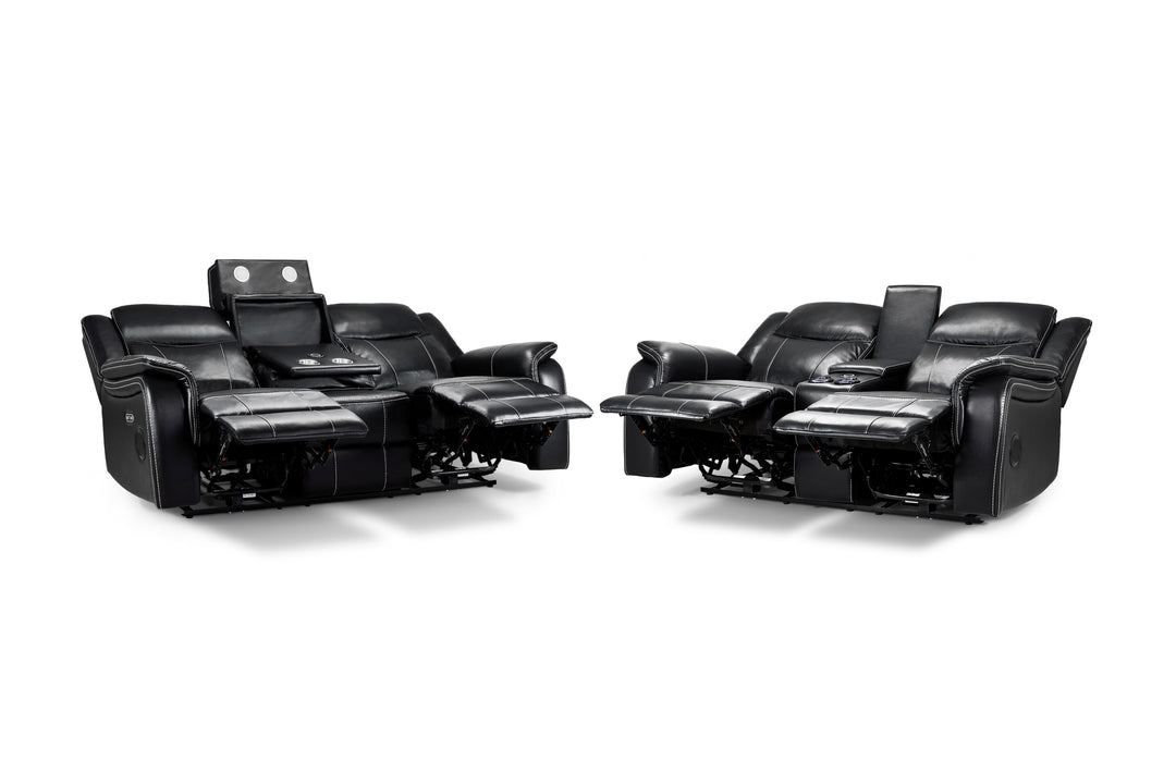 Galaxy Tech Electric Recliner Sofa Black 3+2 Set