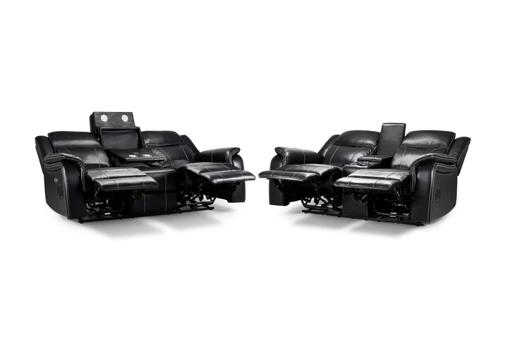 Galaxy Tech Electric Recliner Sofa Black 3+2 Set