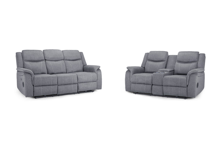 Galaxy Tech Electric Recliner Sofa Grey Fabric 3+2 Set