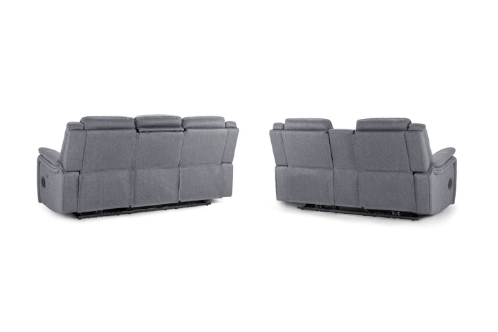 Galaxy Tech Electric Recliner Sofa Grey Fabric 3+2 Set