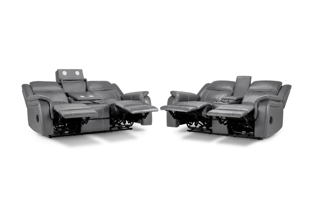 Galaxy Tech Electric Recliner Sofa Grey 3+2 Set