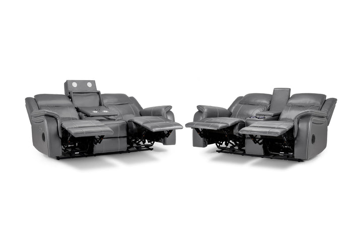 Galaxy Tech Electric Recliner Sofa Grey 3+2 Set