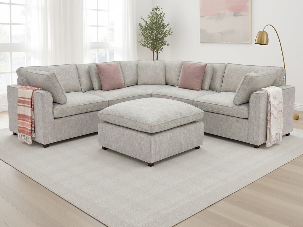 Santorini Sofa Grey Large Corner with Footstool