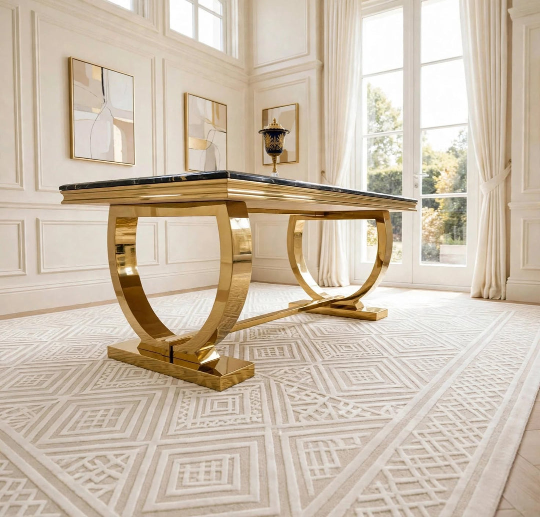     Luxury marble dining table with gold base