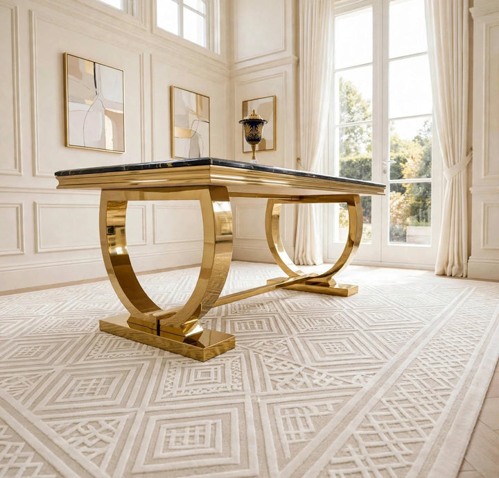     Luxury marble dining table with gold base
