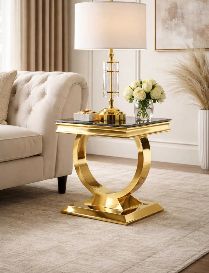 Gold side table living room 