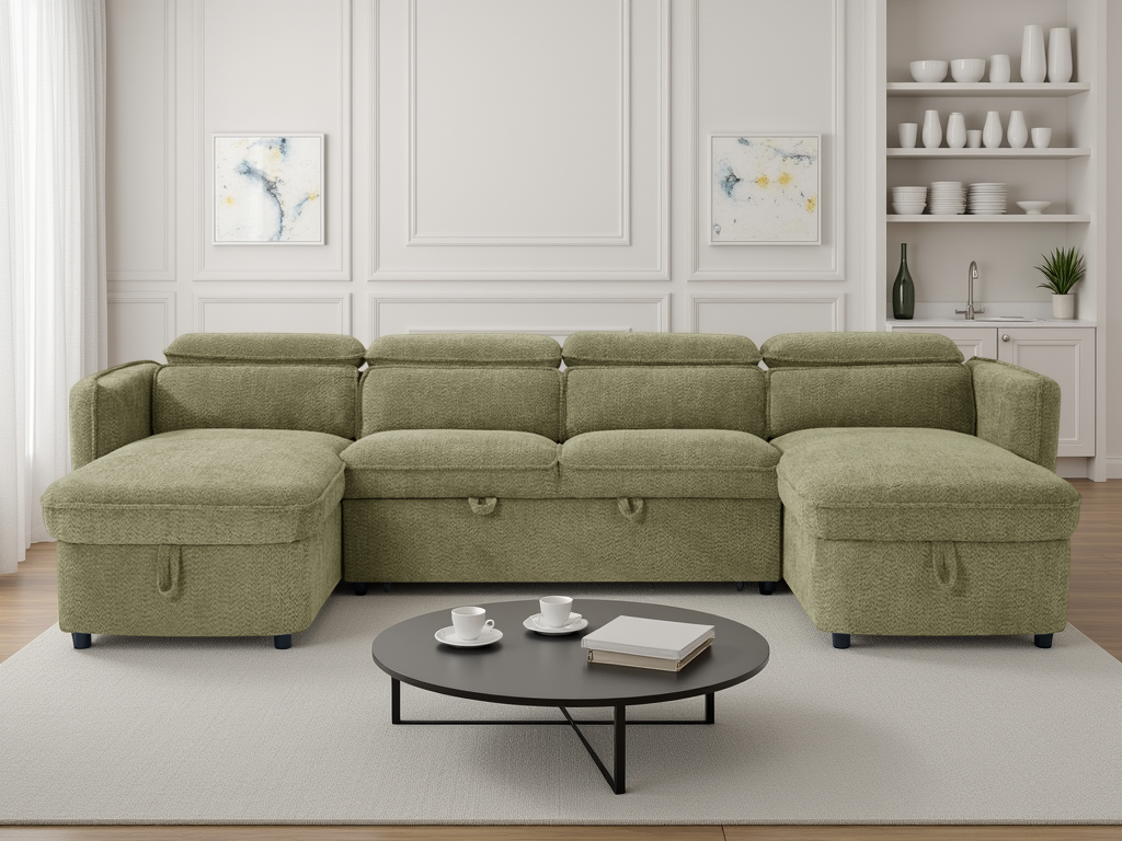 Capri Sofabed Green U Shape Corner