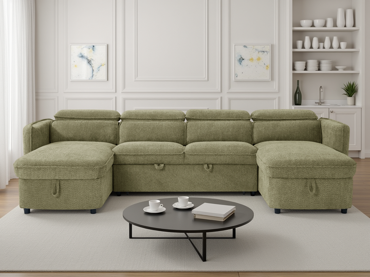 Capri Sofabed Green U Shape Corner