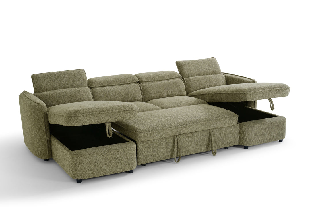 Capri Sofabed Green U Shape Corner