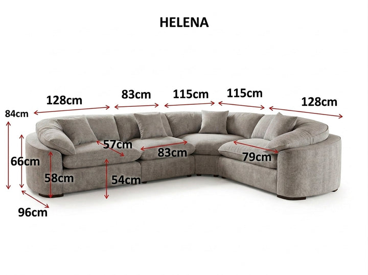 Helena Sofa Grey Large Corner