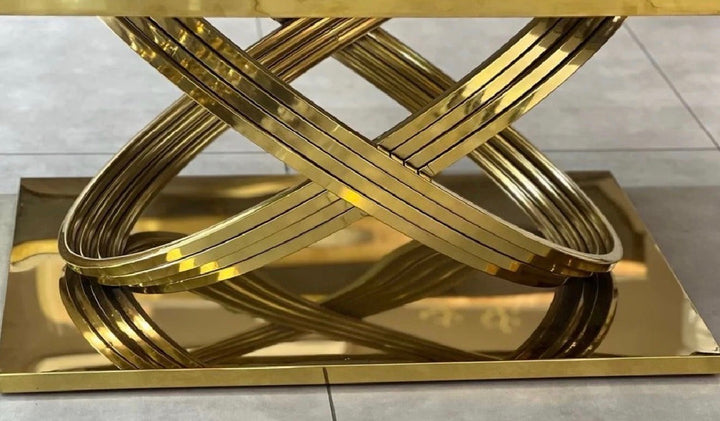 Rose Cream and Gold Coffee Table – Luxury Modern Design